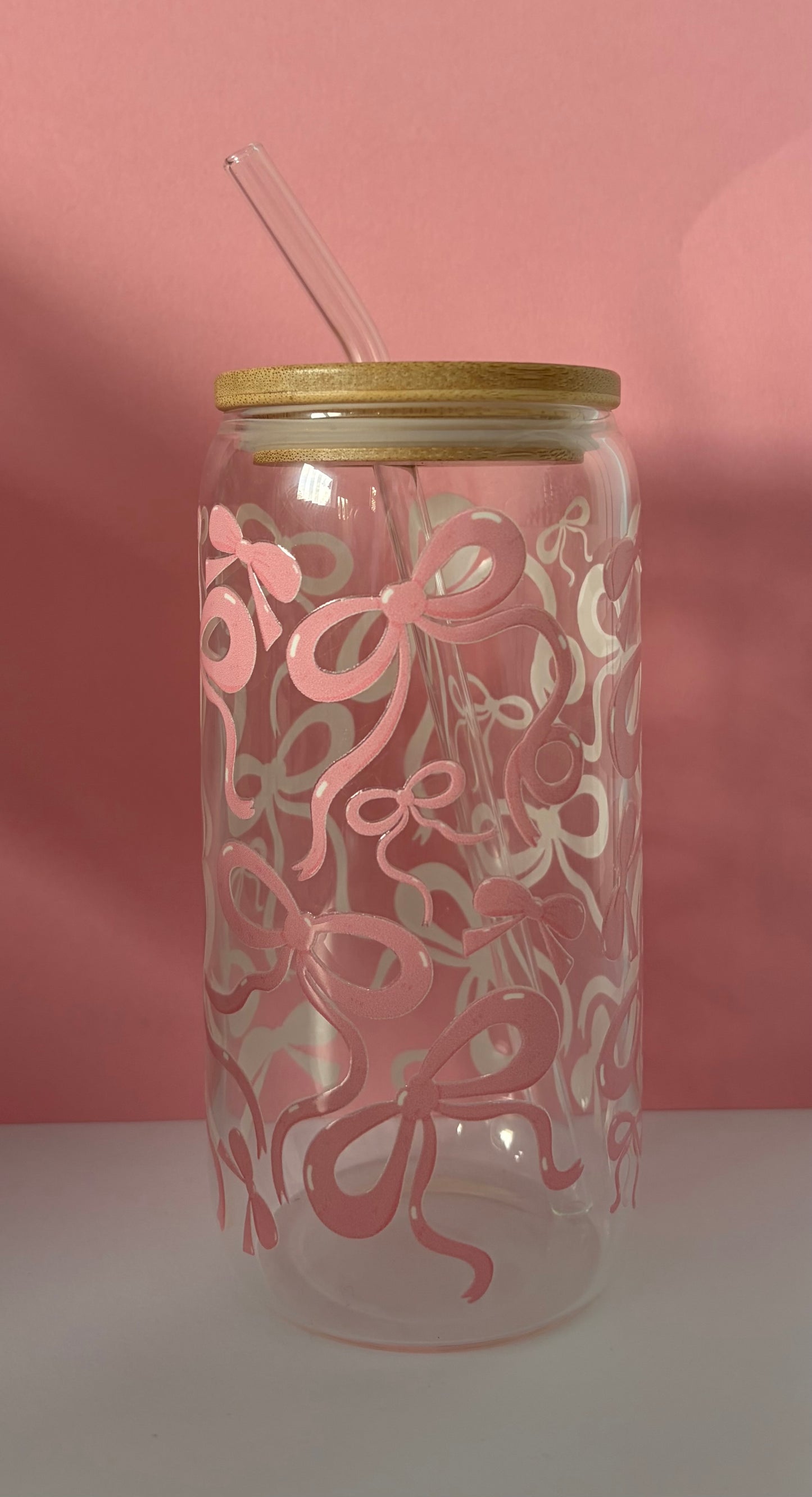 Blush Bow Glass Tumbler