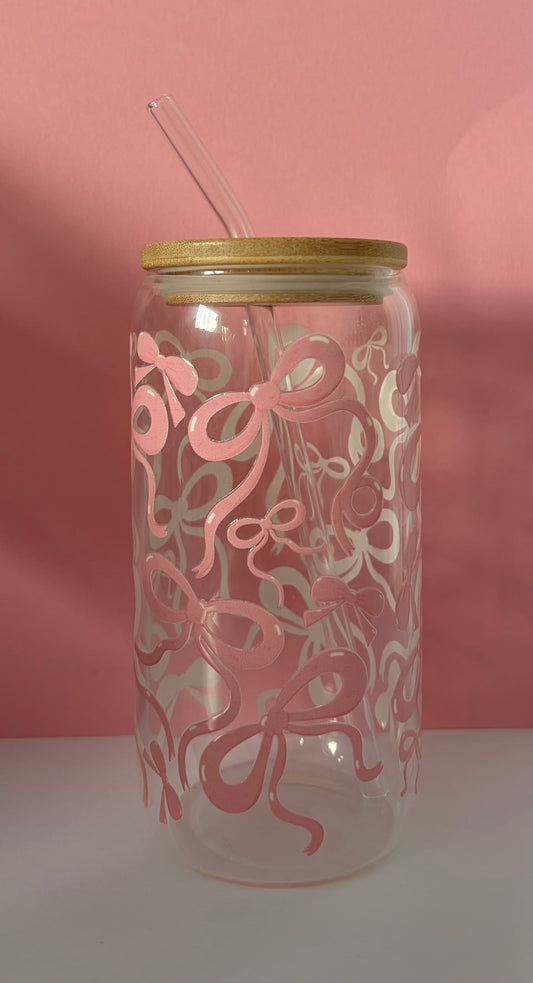 Blush Bow Glass Tumbler